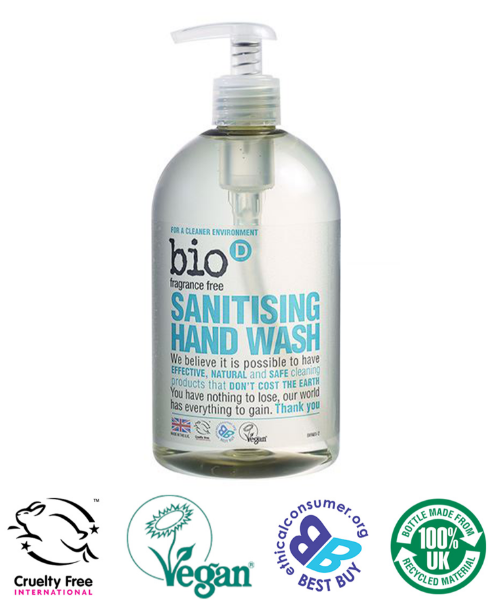 Bio-D Sanitising Hand Wash (Fragrance Free) – 500ML