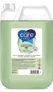 Carekind 70% Hand Sanitiser Gel 5 Litre - with Aloe Vera Extract - Antibacterial Hand sanitizer gel made with Medical Grade Alcohol, Kills Viruses & 99.999% of bacteria