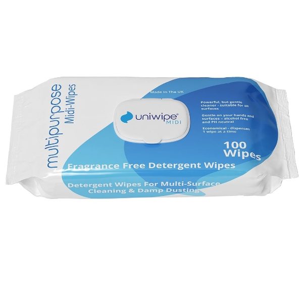 Uniwipe Midi Multipurpose Detergent Wipes (Pack of 100)