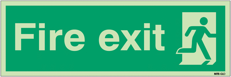 450mm x 150mm Fire Exit  Photoluminescent Signs