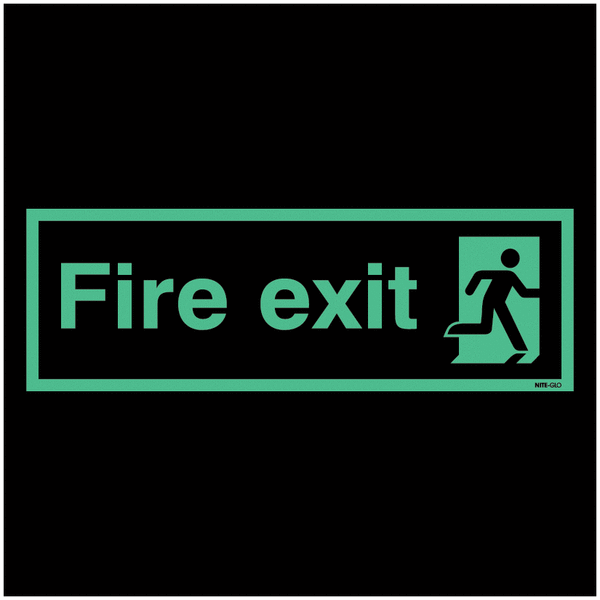 450mm x 150mm Fire Exit  Photoluminescent Signs