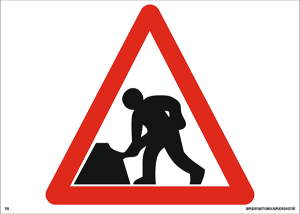 Men at Work Roadworks Triangular Metal Road Sign Plate - 600mm