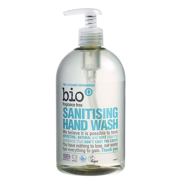 Bio-D Sanitising Hand Wash (Fragrance Free) – 500ML