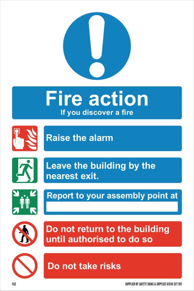 200MM X 300MM Fire Action Notice - Safety Signs UK Ltd