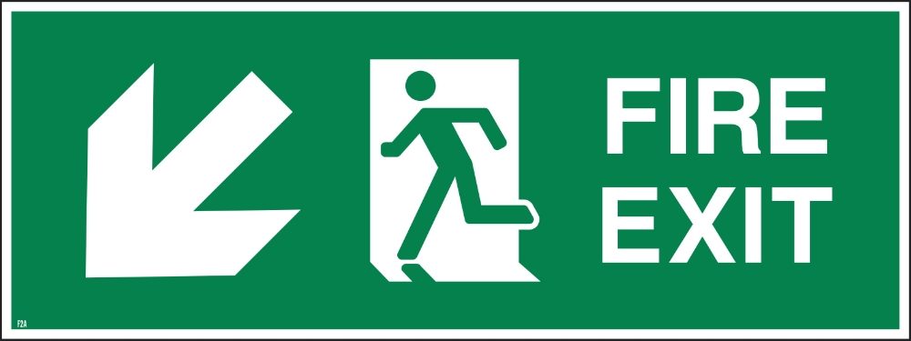 450MM X 150MM Fire Exit Left Down - Safety Signs UK Ltd